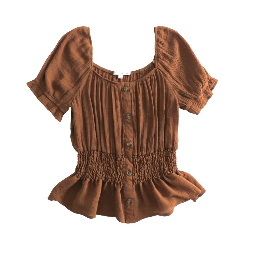 Women's Brown Button-Up Blouse